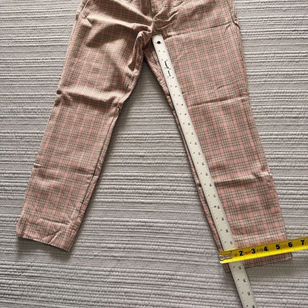 Banana RepublicvWomens Sloan Plaid Pants Pink Brown Check Slim Ankle Trousers 2P